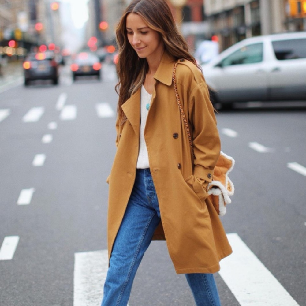 Something Navy Mustard Tan Trench Coat